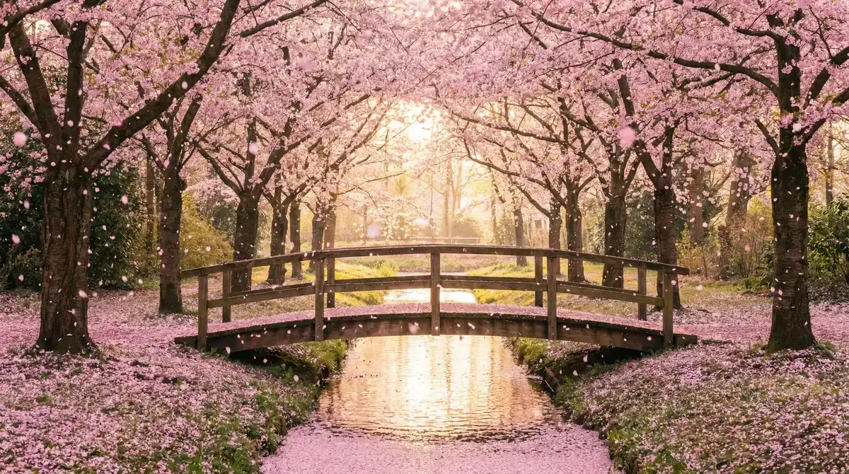 樱花桥畔 - 白丝美腿 唯美风景